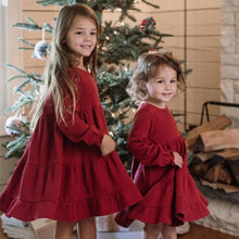 Load image into Gallery viewer, Red Ribbed Kid + Baby Dress