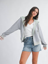 Load image into Gallery viewer, Green + Blue Zip Hoodie