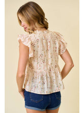 Load image into Gallery viewer, Cream Floral Babydoll Top