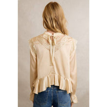 Load image into Gallery viewer, Black Satin Peplum Lace Top