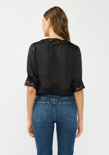 Load image into Gallery viewer, Black Satin Lace Top