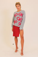 Load image into Gallery viewer, Grey + Red Bow Sweater