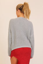 Load image into Gallery viewer, Grey + Red Bow Sweater