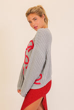 Load image into Gallery viewer, Grey + Red Bow Sweater