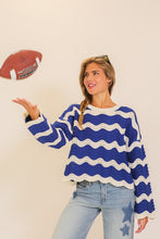 Load image into Gallery viewer, Royal Blue + White Scalloped Sweater