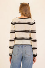Load image into Gallery viewer, Ivory + Black Scalloped Crochet Cardi