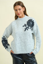 Load image into Gallery viewer, Grey Flower Applique Sweater