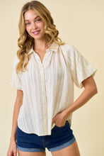 Load image into Gallery viewer, Doe + Rae Pale Yellow Bubble Sleeve Striped Top