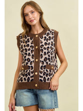 Load image into Gallery viewer, Doe + Rae Gold Button Leopard Vest