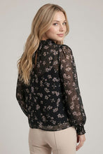 Load image into Gallery viewer, Black Floral Dot Chiffon Top