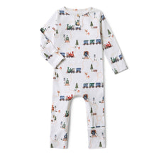 Load image into Gallery viewer, Trains Organic Growsuit - Baby