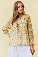 Load image into Gallery viewer, Doe + Rae Yellow Floral Chiffon Top