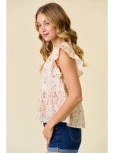 Load image into Gallery viewer, Cream Floral Babydoll Top