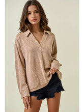 Load image into Gallery viewer, Camel Ribbed Collared Top
