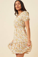Load image into Gallery viewer, Yellow Floral Tiered Dress
