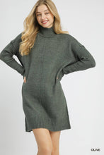 Load image into Gallery viewer, Umgee Olive Turtleneck Sweater Dress