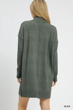 Load image into Gallery viewer, Umgee Olive Turtleneck Sweater Dress