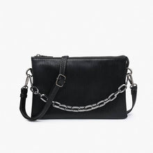 Load image into Gallery viewer, Izzy Black + Gold Chain Crossbody