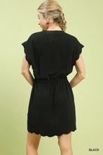 Load image into Gallery viewer, Umgee Black Linen Scalloped Dress