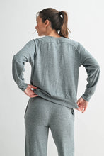 Load image into Gallery viewer, Mono B Heather Navy Brushed Hacci Top