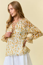 Load image into Gallery viewer, Doe + Rae Yellow Floral Chiffon Top
