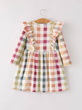 Load image into Gallery viewer, Ruffled Plaid Fall Dress - Kids