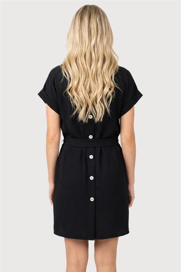 Staccato Black Button Back Dress – Adorn Boutique MI
