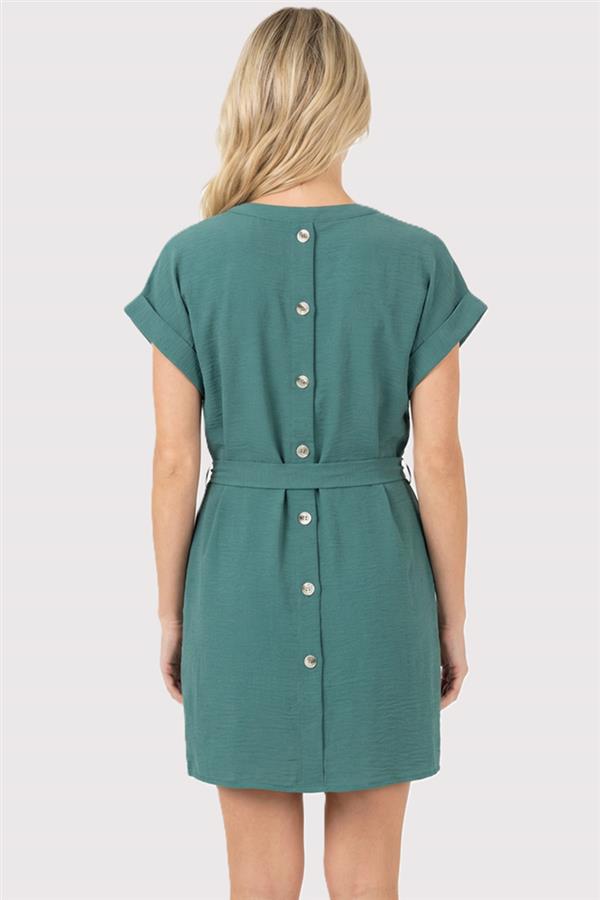 Staccato Dark Sage Button Back Dress