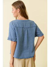 Load image into Gallery viewer, Denim Ruffle Sleeve Top