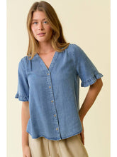 Load image into Gallery viewer, Denim Ruffle Sleeve Top