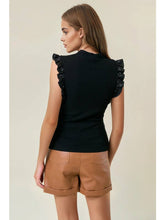Load image into Gallery viewer, Black Faux Leather Trim Tank