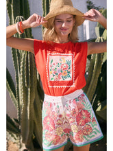 Load image into Gallery viewer, Mystree Red Embroidered Floral Tee