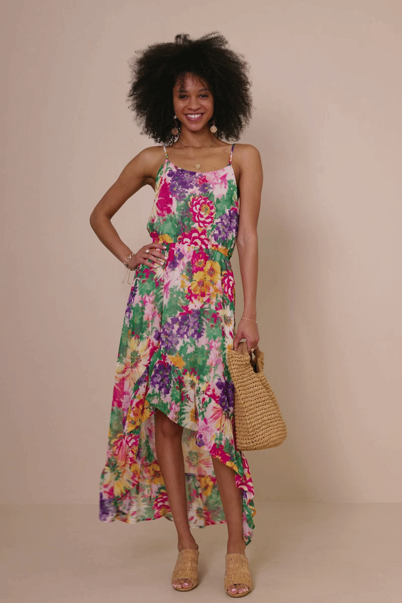 Vivid Floral Asymmetric Dress Adorn Boutique MI Vivid Floral Asymmetric Dress Adorn Boutique MI