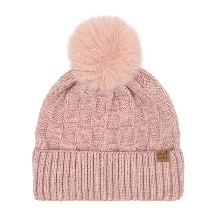 Woven Checkered Pom Hat – Adorn Boutique MI