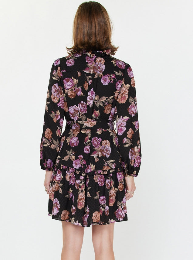 Current Air Black + Violet Floral Mini Dress  Adorn Boutique MI