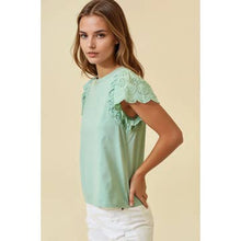 Load image into Gallery viewer, Mint Eyelet Sleeve Top