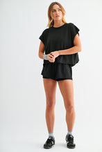 Load image into Gallery viewer, Black Open Back Pima Tee