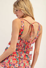 Load image into Gallery viewer, Tomato Eyelet Trim Floral Tank