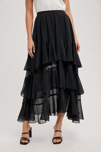 Load image into Gallery viewer, Black Layered Chiffon Skirt