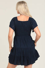 Load image into Gallery viewer, Navy Smocked Eyelet Dress