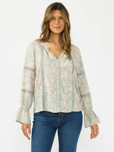 Load image into Gallery viewer, Dusty Sage Lace Trim Top