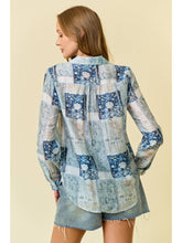 Load image into Gallery viewer, Blue Tencel Patchwork Top