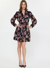 Load image into Gallery viewer, Current Air Black + Violet Floral Mini Dress