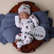 Load image into Gallery viewer, Trains Organic Growsuit - Baby