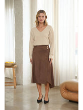 Load image into Gallery viewer, Cocoa Brown Asymmetric Suede Skirt