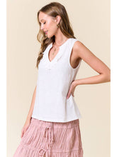 Load image into Gallery viewer, Cotton Slub Ruffle Neck Tank