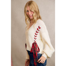 Load image into Gallery viewer, Ivory Christmas Ribbon Cardigan