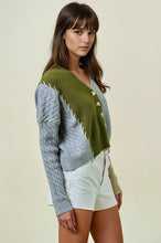 Load image into Gallery viewer, Doe + Rae Olive Patchwork Sweater