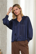 Load image into Gallery viewer, Navy Split Neck Top