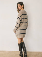 Load image into Gallery viewer, Beige + Navy Striped Cardigan